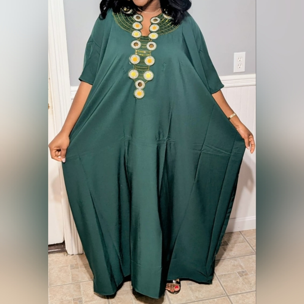 Elegant African Green Kaftan Robe
